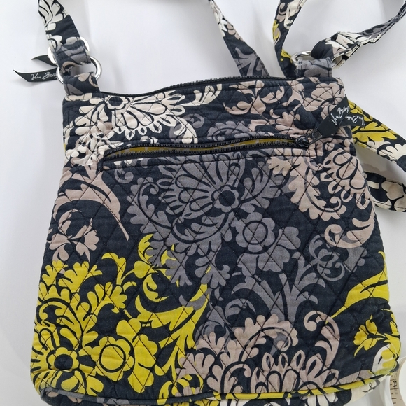 Vera Bradley Quilted Crossbody Bag – Yellow Black White Patterned Purse - Picture 3 of 6